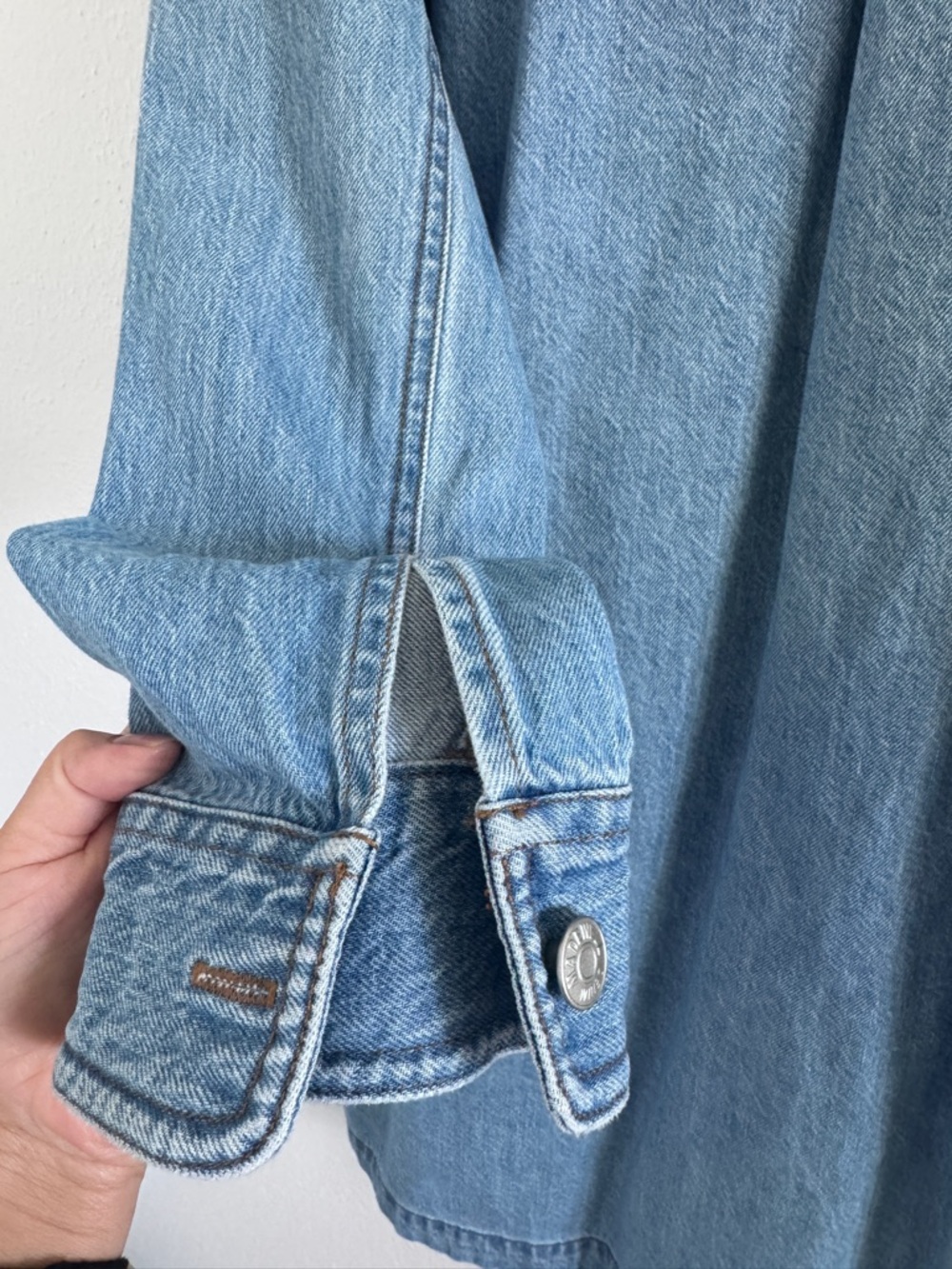 ✨ Madewell Denim Button-Front Mini Shirt Dress Blue ✨ Size S - Picture 9 of 9
